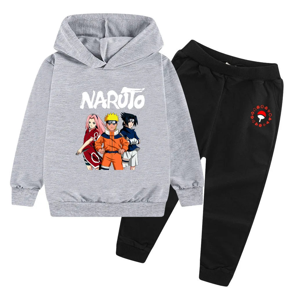 Naruto Shippuden Team 7 Kids Hoodie & Pants Set Autumn Winter Tracksuit