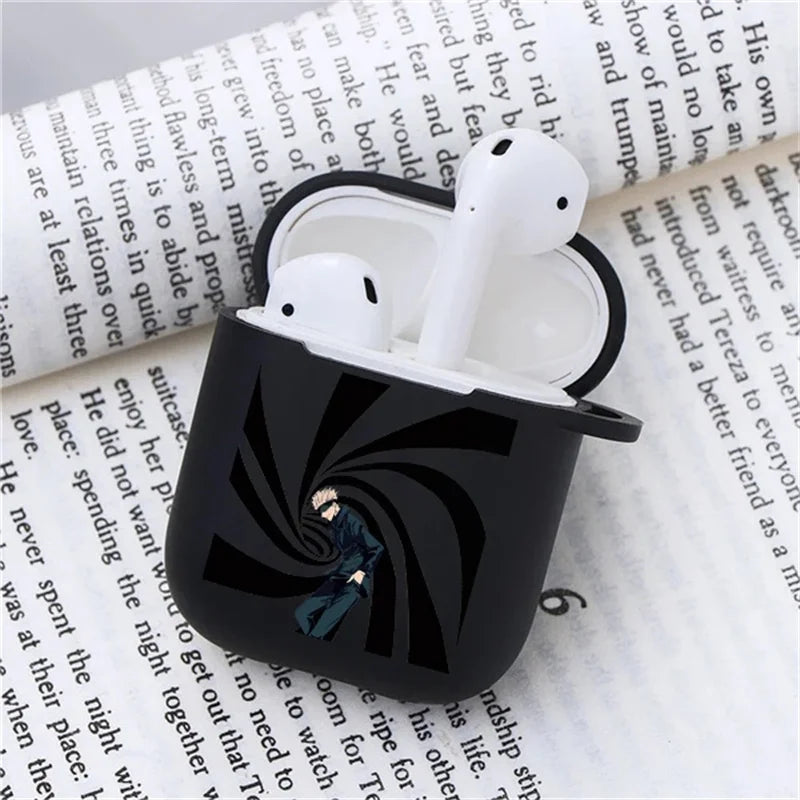 Anime Jujutsu Kaisen Case for Airpods 3 2 1 Pro Silicone Bluetooth Headphone Cover Gojo Satoru Air Pod Earphone Box Black Coque