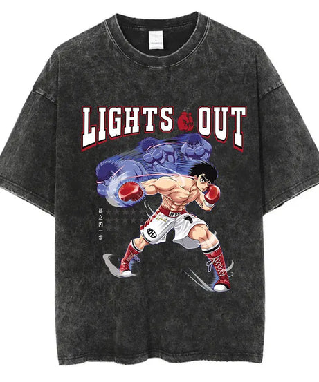 Mens Wash Tshirt Anime Hajime No Ippo T-shirt Hip Hop Street Harajuku Kamogawa Boxing Gym KBG Print Cotton Breathable Top Tee