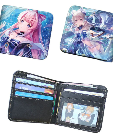 Genshin Impact Raiden Shogun Short PU Leather Wallet Cute Nahida Kamisato Ayaka Folding Purse