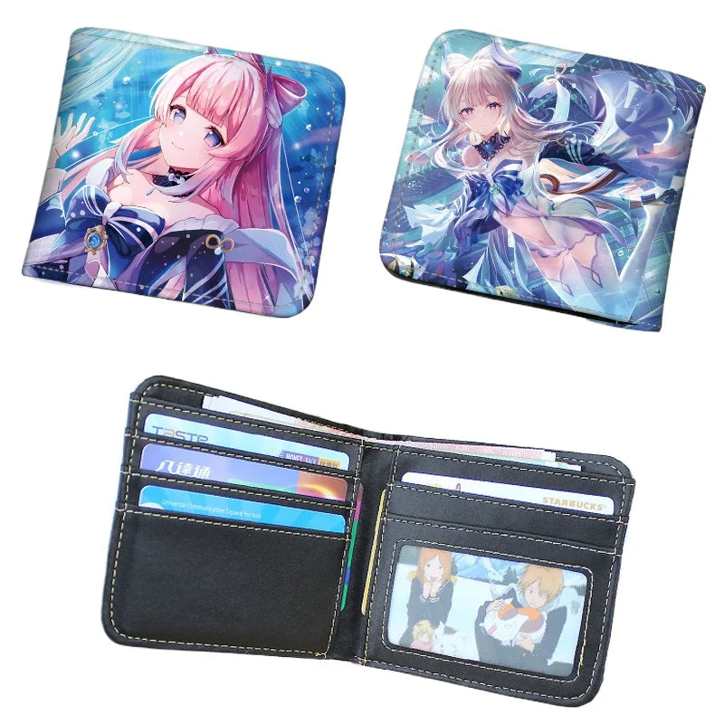 Genshin Impact Raiden Shogun Short PU Leather Wallet Cute Nahida Kamisato Ayaka Folding Purse
