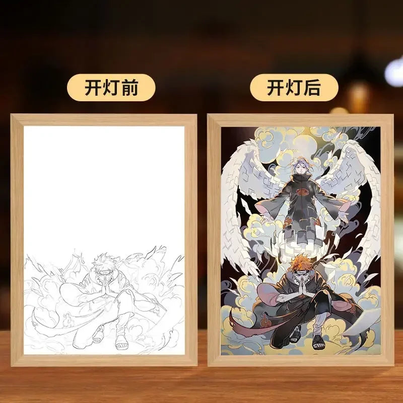 Naruto light painting Kakashi Sasuke Uchiha Madara anime bed head light bedroom creative personality night light holiday gift