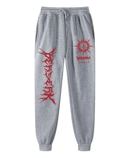 Men's berserk animated printed sportswear pants sports jogging pants casual polar lining pocket pants