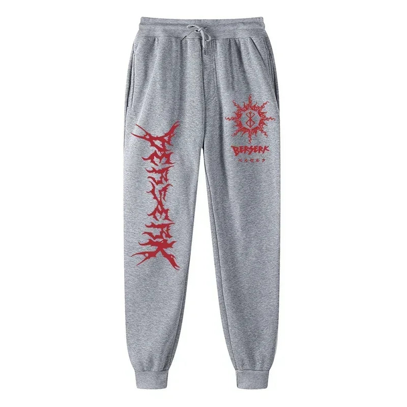 Men's berserk animated printed sportswear pants sports jogging pants casual polar lining pocket pants