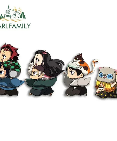 EARLFAMILY 13cm X 3.8cm Anime Running Chibi Car Stickers Trunk Windows Cartoon Decal Personality Kamado Nezuko Car Accessories