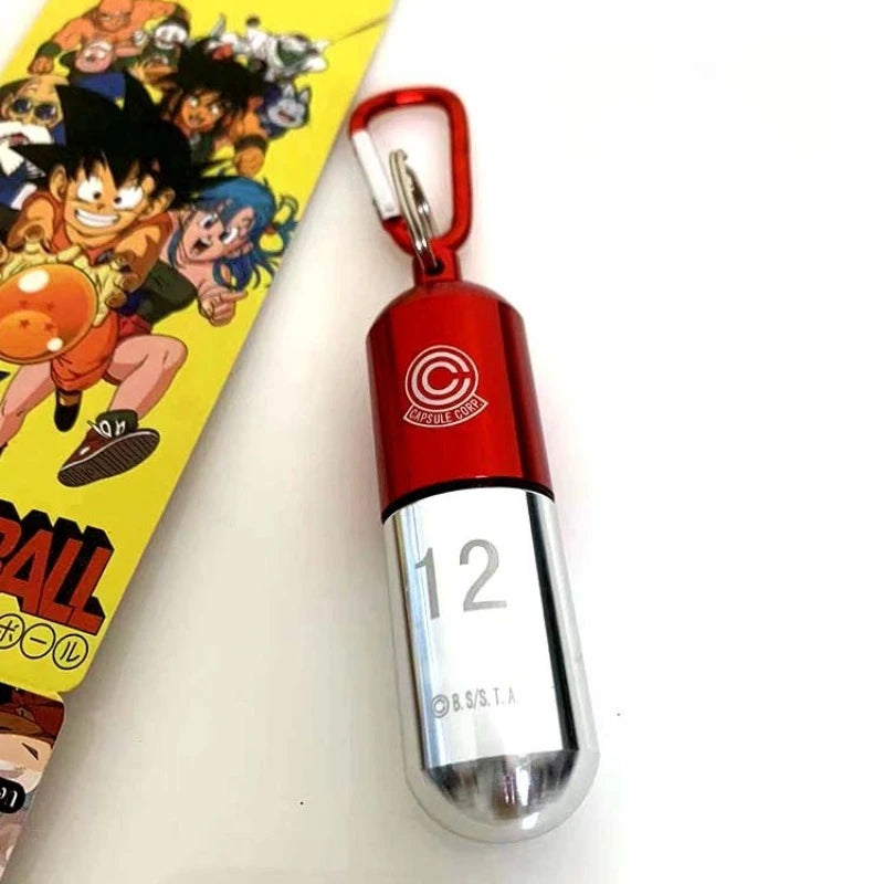 Dragon Ball Aluminum Alloy Keychain Toy Bulma Capsule Creative Keyring Portable Pill Box Container Pendant Birthday Gifts