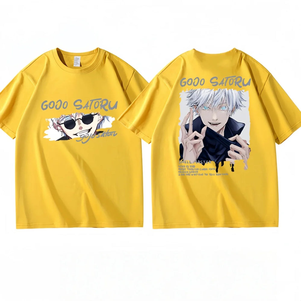 Anime Jujutsu Kaisen Gojo Satoru Front & Back Print T-Shirt – Oversized Graphic Tee 8