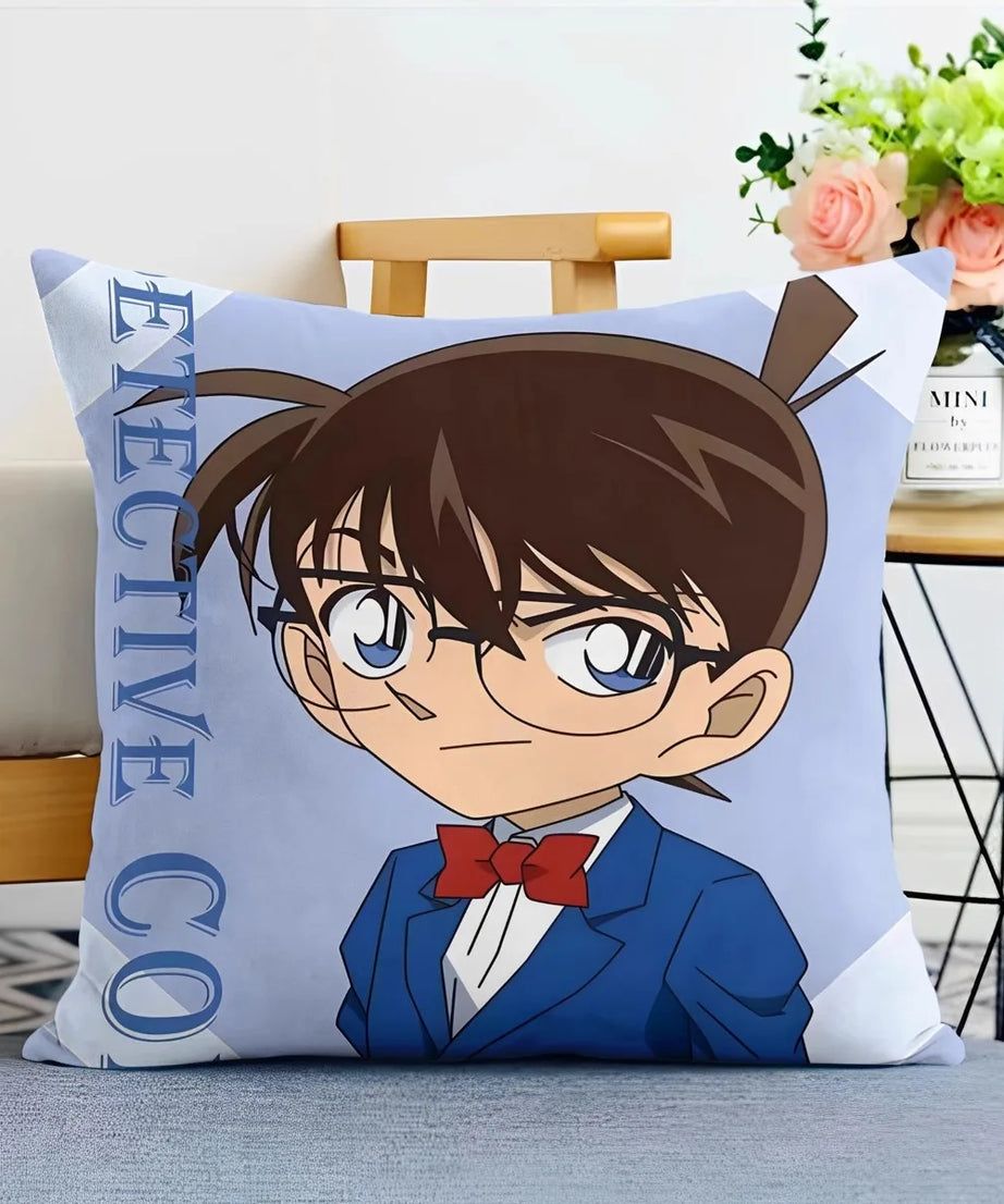 Detective Conan Pillowcase – Soft Anime Cushion Cover with Zipper for Sofa & Bedroom Decor