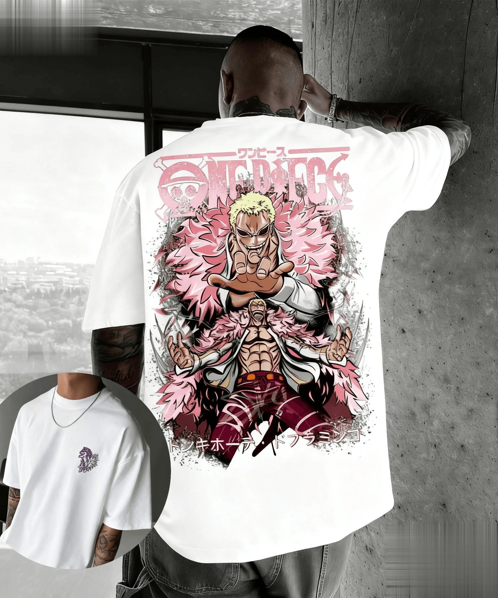 New Unisex One Piece Doflaminggo Anime Men T Shirt Short Sleeve Tee Summer Y2k Graphic Streetwear Casual Top Oversized