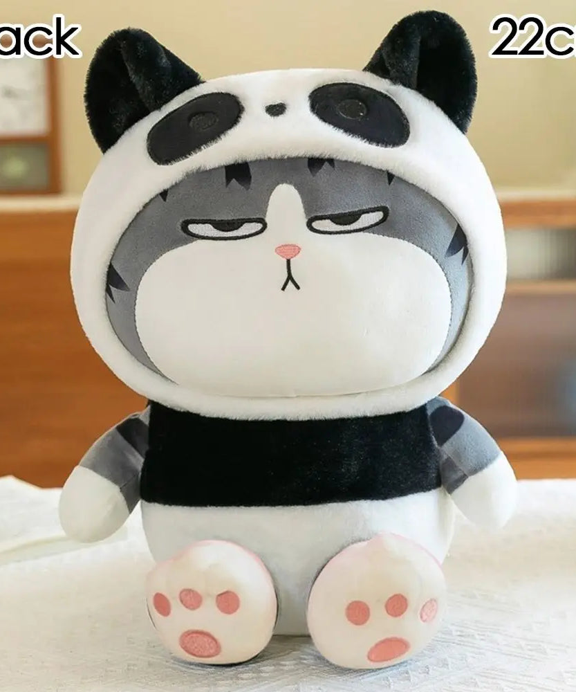 22/40cm Tabby Cat Doll Plush Toy Small Hooded Dressed Panda Frog Bunny Plushie Peluche Cosplay Animal Kids
