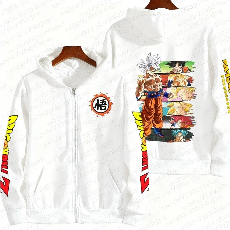 Dragon Ball Goku Oversized Zip-Up Hoodie – Y2K Anime Streetwear Jacket 4