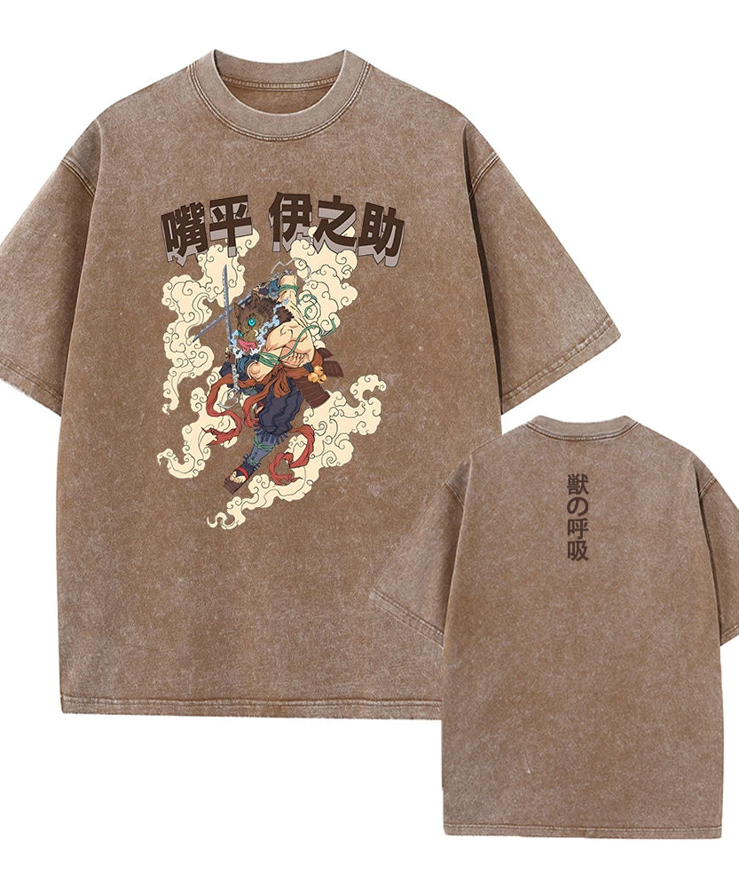 Vintage Demon Slayer Harajuku Tee – Oversized Anime Streetwear Unisex T-Shirt