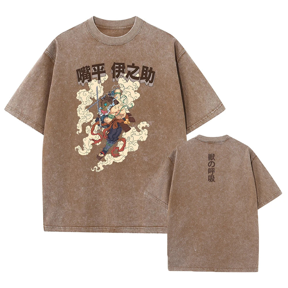Vintage Demon Slayer Harajuku Tee – Oversized Anime Streetwear Unisex T-Shirt