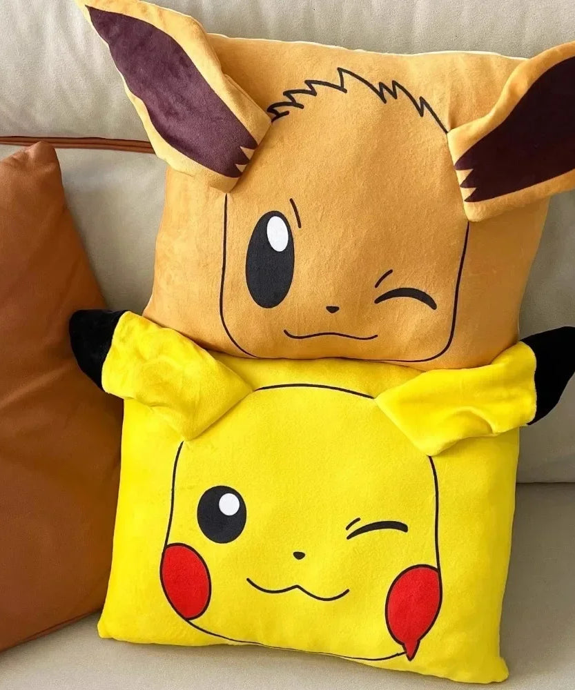 Pokémon Pikachu & Eevee Plush Pillow Cover – Cute Anime Cushion for Home & Office