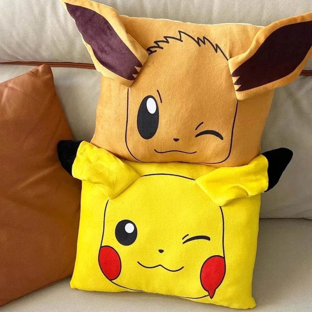 Pokémon Pikachu & Eevee Plush Pillow Cover – Cute Anime Cushion for Home & Office
