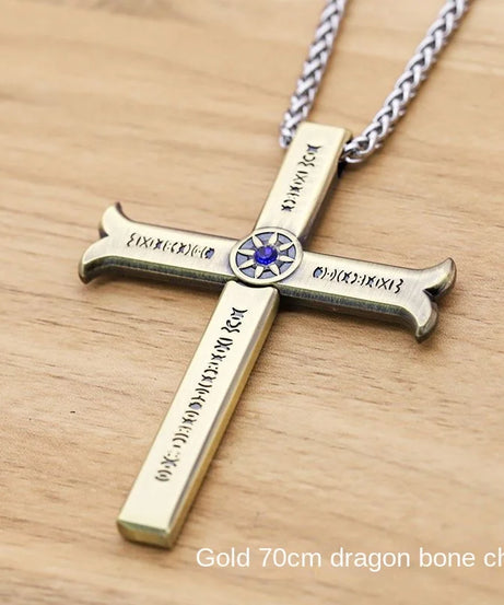 New One Piece Necklace Hawkeye Mihawk Necklace Black Blade Night Anime Peripheral Student Men and Women Pendant with Sheath Gi