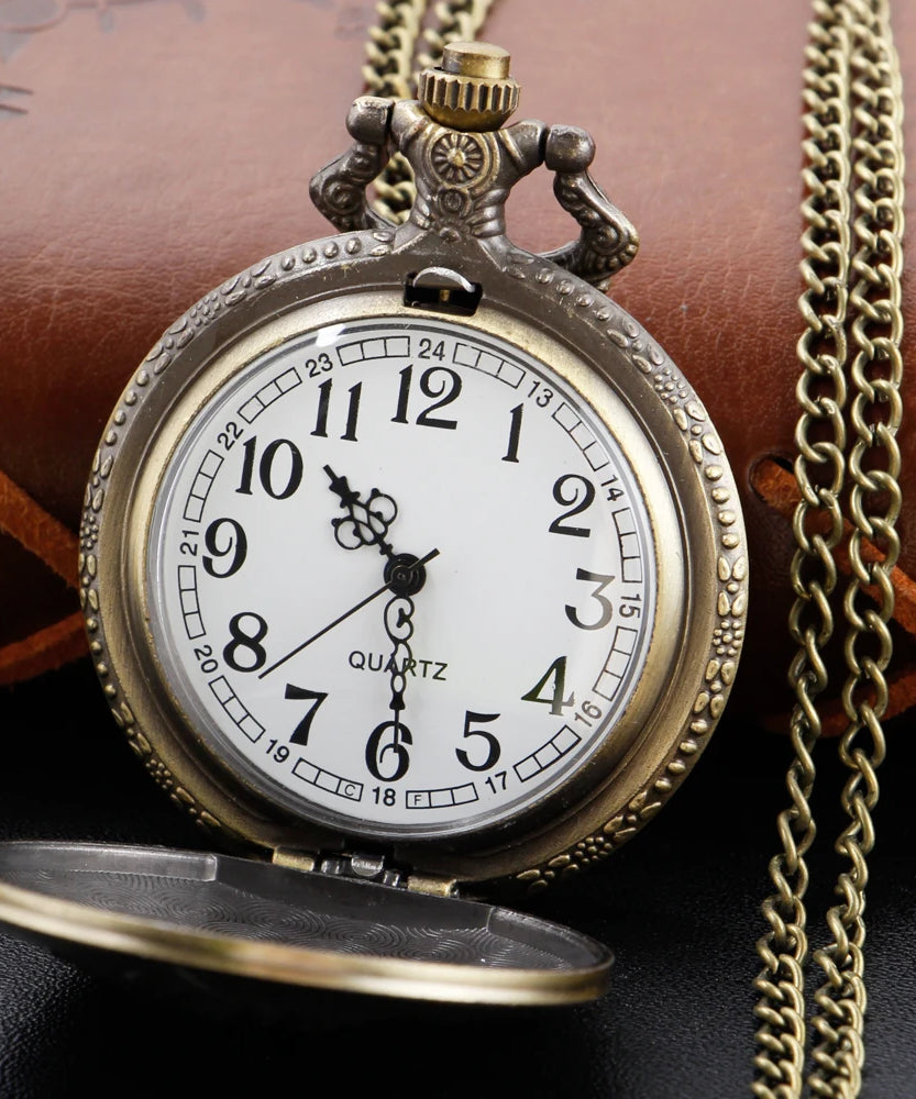 Bronze Pendant Necklace Quartz Pocket Watch Anime Death Comes Fob Chain Watch Clock Men's and Children's Best Holiday Gift
