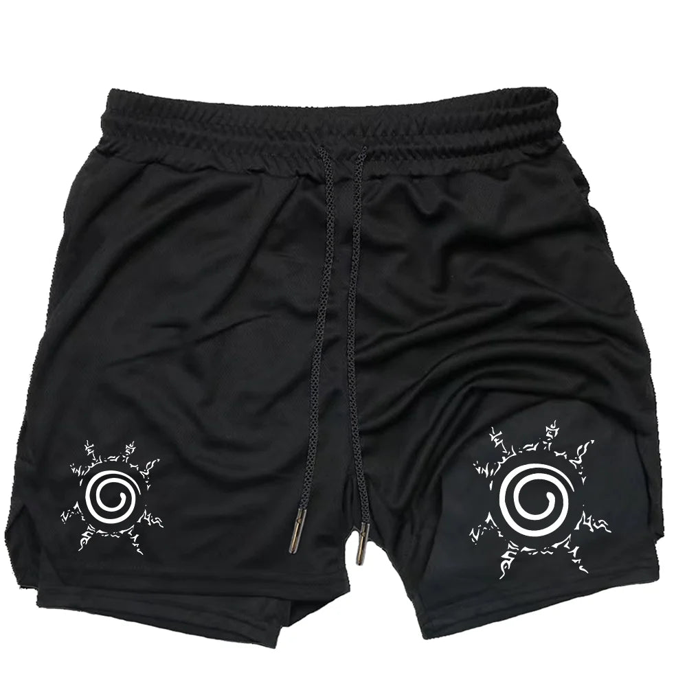 Anime Naruto 2-in-1 Quick-Dry Gym Shorts – Performance Workout & Running Shorts for Men 4