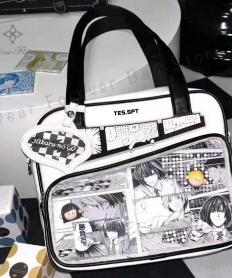 Unisex Graffiti Cartoon Fashion Ita Bag Japanese Style Kawaii Shoulder Crossbody Bags Transparent Front Pocket DIY Tote Handbags
