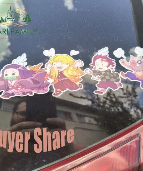 EARLFAMILY 13cm X 3.8cm Anime Running Chibi Car Stickers Trunk Windows Cartoon Decal Personality Kamado Nezuko Car Accessories