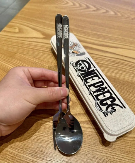 New ONE PIECE Anime Nika Luffy Chopper 304 Stainless Steel Portable Tableware 304 Spoon Fork Chopsticks Student Party Gift