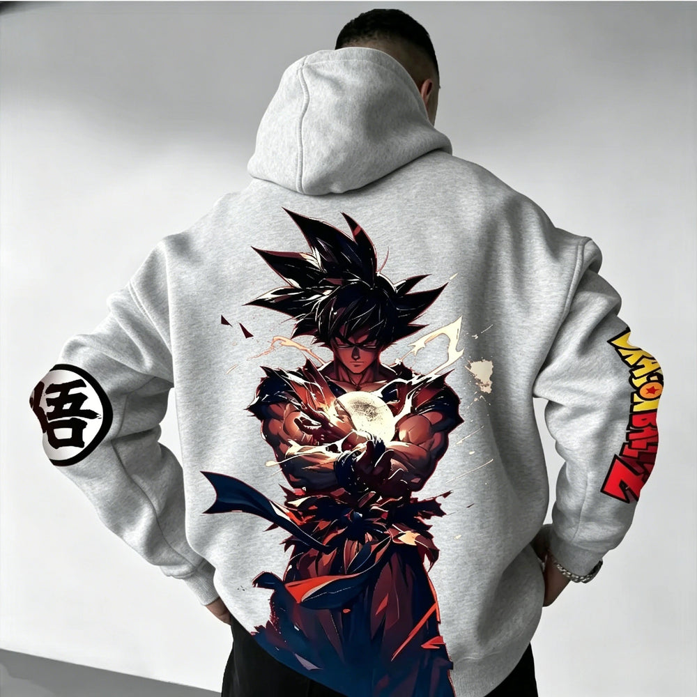 Dragon Ball Goku Printed Loose Hoodie – Y2K Red Graphic Streetwear Pullover 3