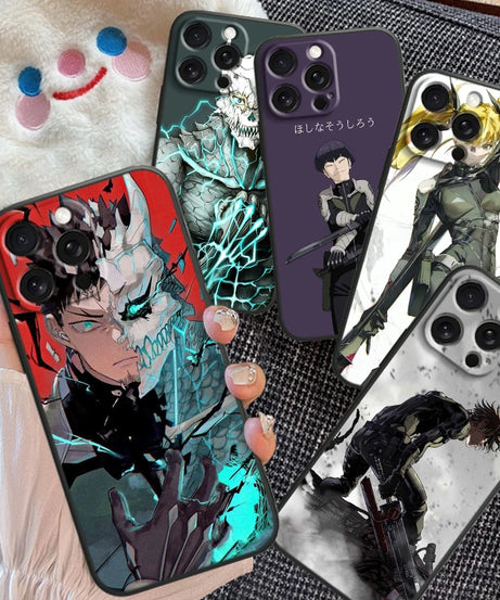 Anime K-Kaiju No. 8 Cool For iPhone 15 14 13 12 11 XS XR X 8 7 SE Pro Max Plus Mini Black Soft Phone Case