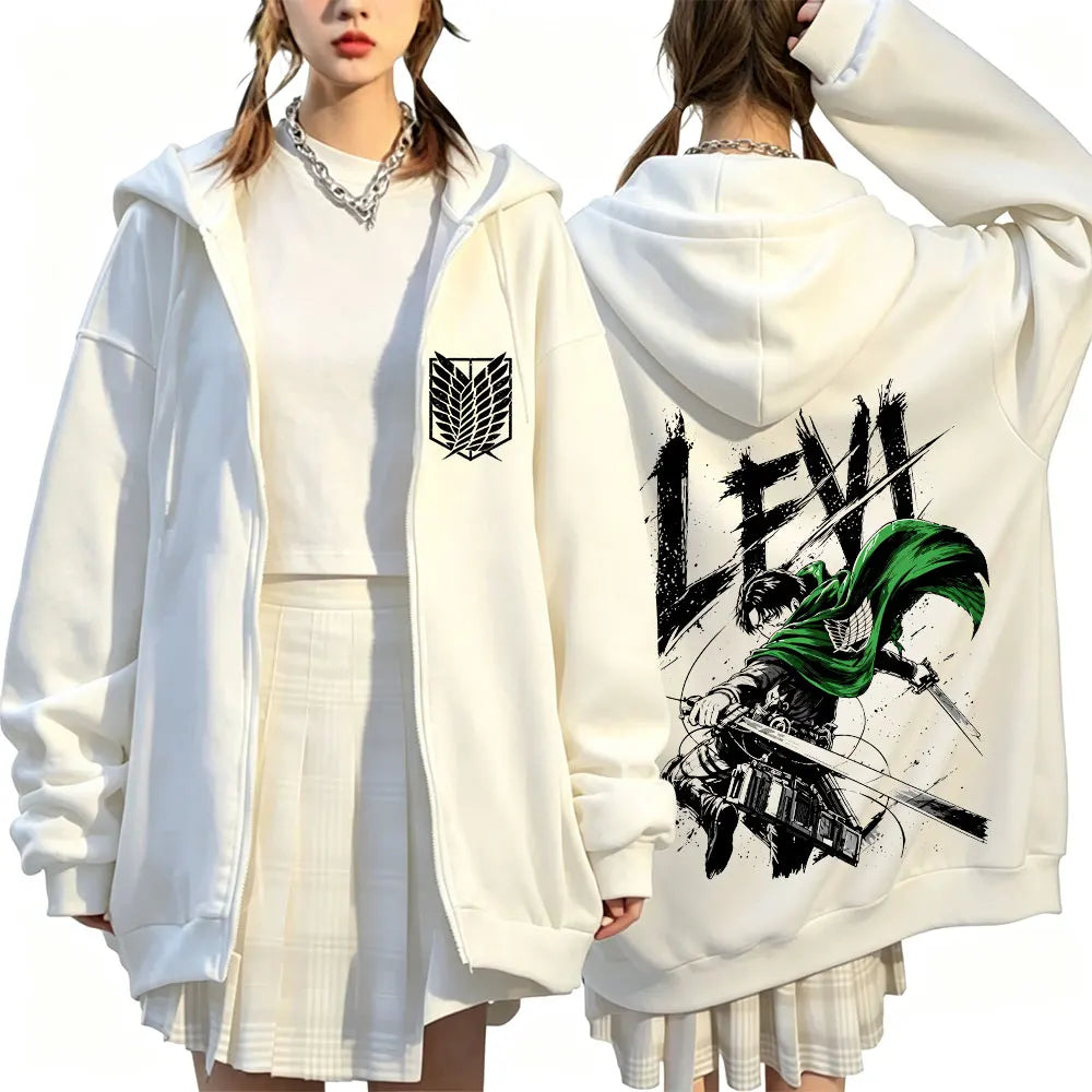 Attack on Titan Levi Ackerman & Eren Jaeger Graphic Zip-Up Hoodie