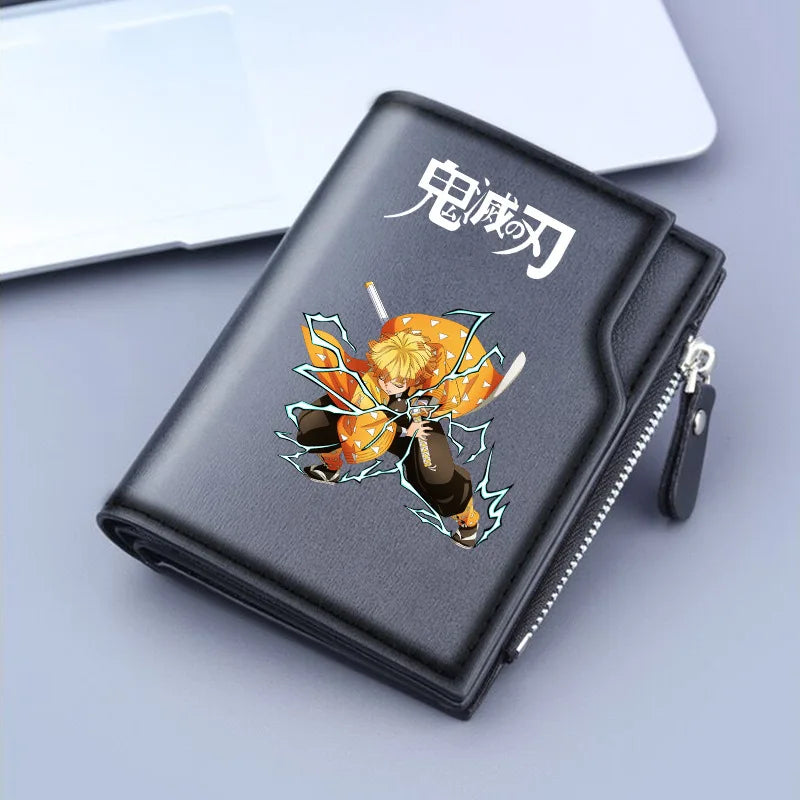 Demon Slayer Wallet Anime Coin Purse Men Credit Card Holder Boy Student Fashion Short Trifold Money Key Storage Pouch