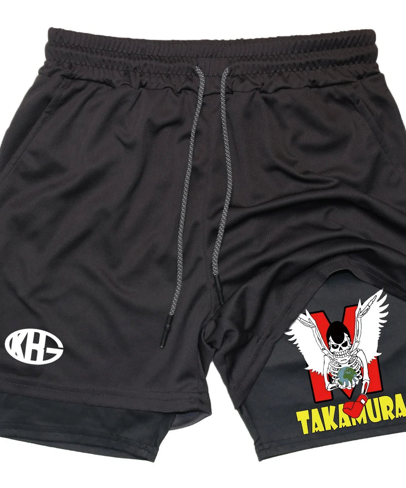 IPPO Boxing Anime Gym Shorts – 2-in-1 Quick-Dry Compression Shorts for Men