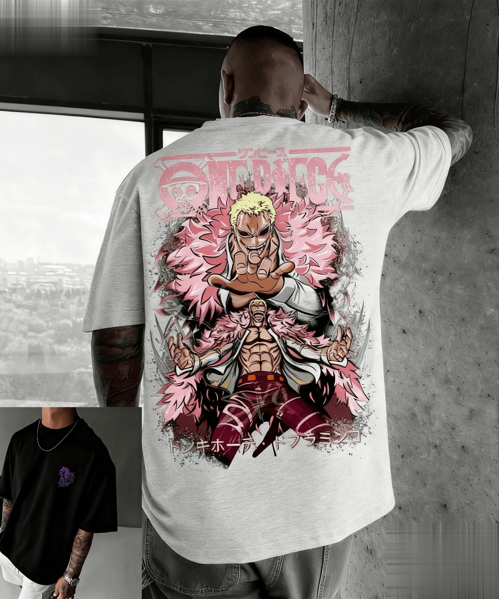 New Unisex One Piece Doflaminggo Anime Men T Shirt Short Sleeve Tee Summer Y2k Graphic Streetwear Casual Top Oversized