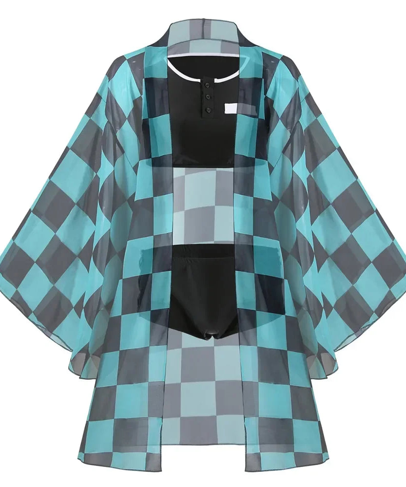 New Swimsuit Anime Demon Slayer Kochou Shinobu Kamado Cosplay Costume Kimono Agatsuma Zenitsu Sexy Bikini Beach Summer Halloween