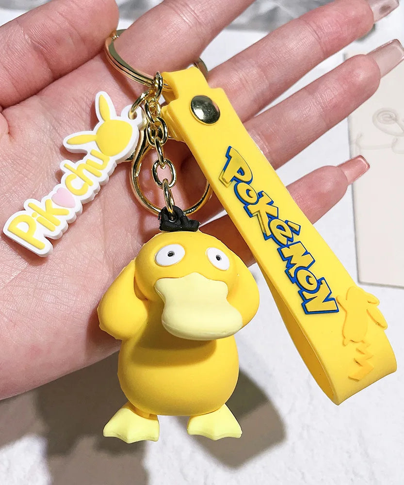 Pocket Monster Pikachu Anime PVC Doll Keychain Pendant Bag Accessories Action Toy Doll Psyduck Charizard Children's Gift