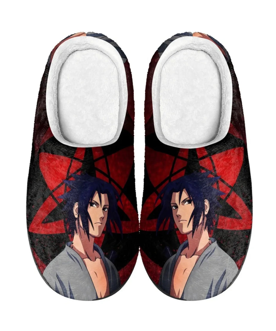 Anime Naruto Men Slippers Winter Warm Cotton Slippers Male Flats Soft Non-slip Slides Household Indoor Slippers Plus Size Gift
