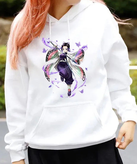 New Fashion Unisex Hoodies Anime Kochou Shinobu Printed Hooded Women Men Harajuku Streetwear Sweatshirt Casual Pullover Tops