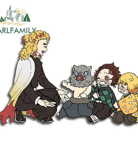 EARLFAMILY 13cm X 3.8cm Anime Running Chibi Car Stickers Trunk Windows Cartoon Decal Personality Kamado Nezuko Car Accessories