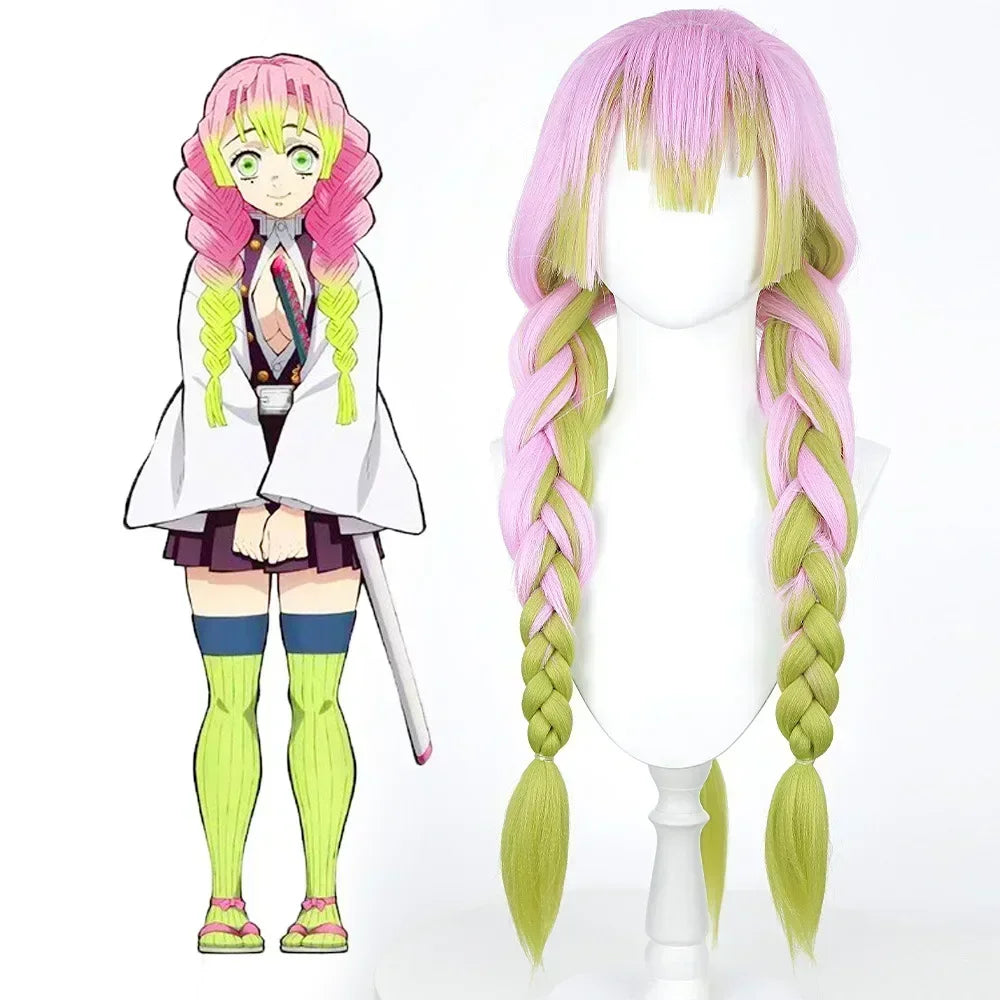 Anime Demon Slayer Mitsuri Kanroji Cosplay Costume – Pink Kimono & Wig Set 5