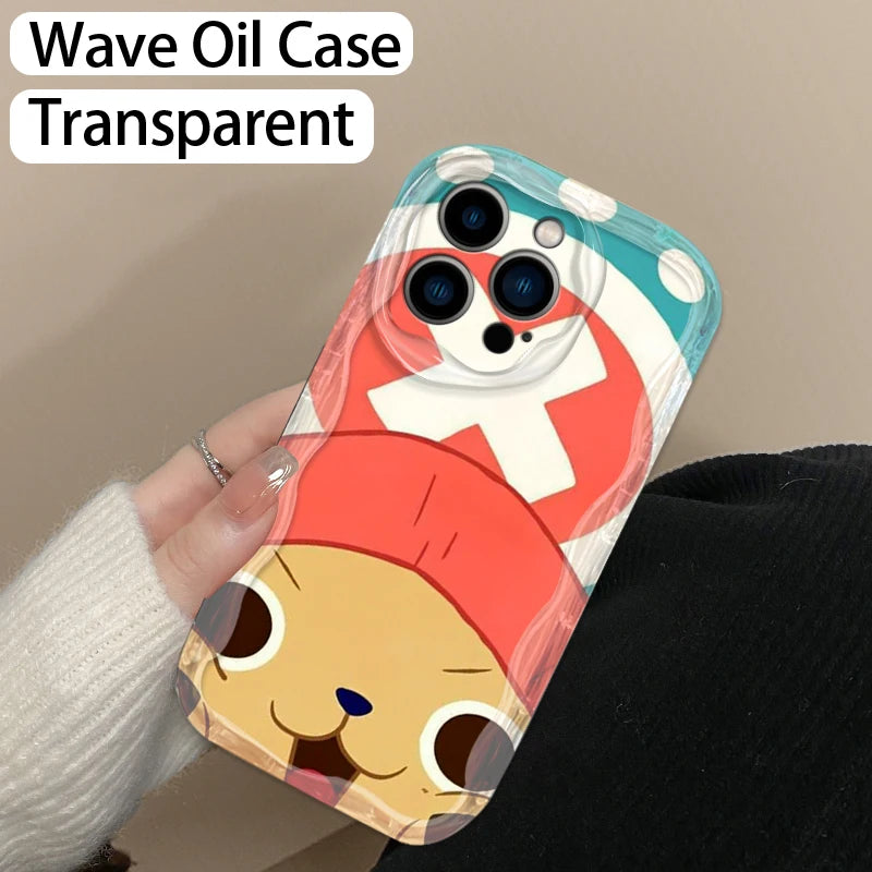 One Piece Anime Chopper Cute For Apple iPhone 15 14 13 12 11 XS XR X Pro Max Plus Wave Oil Back Phone Case