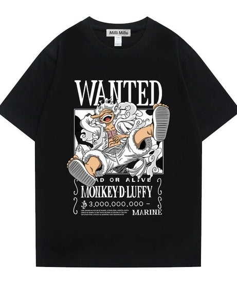 One Piece anime peripheral cute Nika Luffy pure cotton short-sleeved T-shirt round neck loose creative couple top gift wholesale