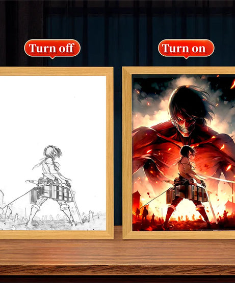 Anime Attack on Titan Night Light Painting Picture Frame Room Decor Home Wall Decorative Art For Bedroom Friends Gifts Moon Lamp