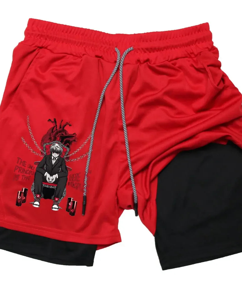 Kurapika Anime 2-in-1 Gym Shorts – Breathable Compression Sportwear