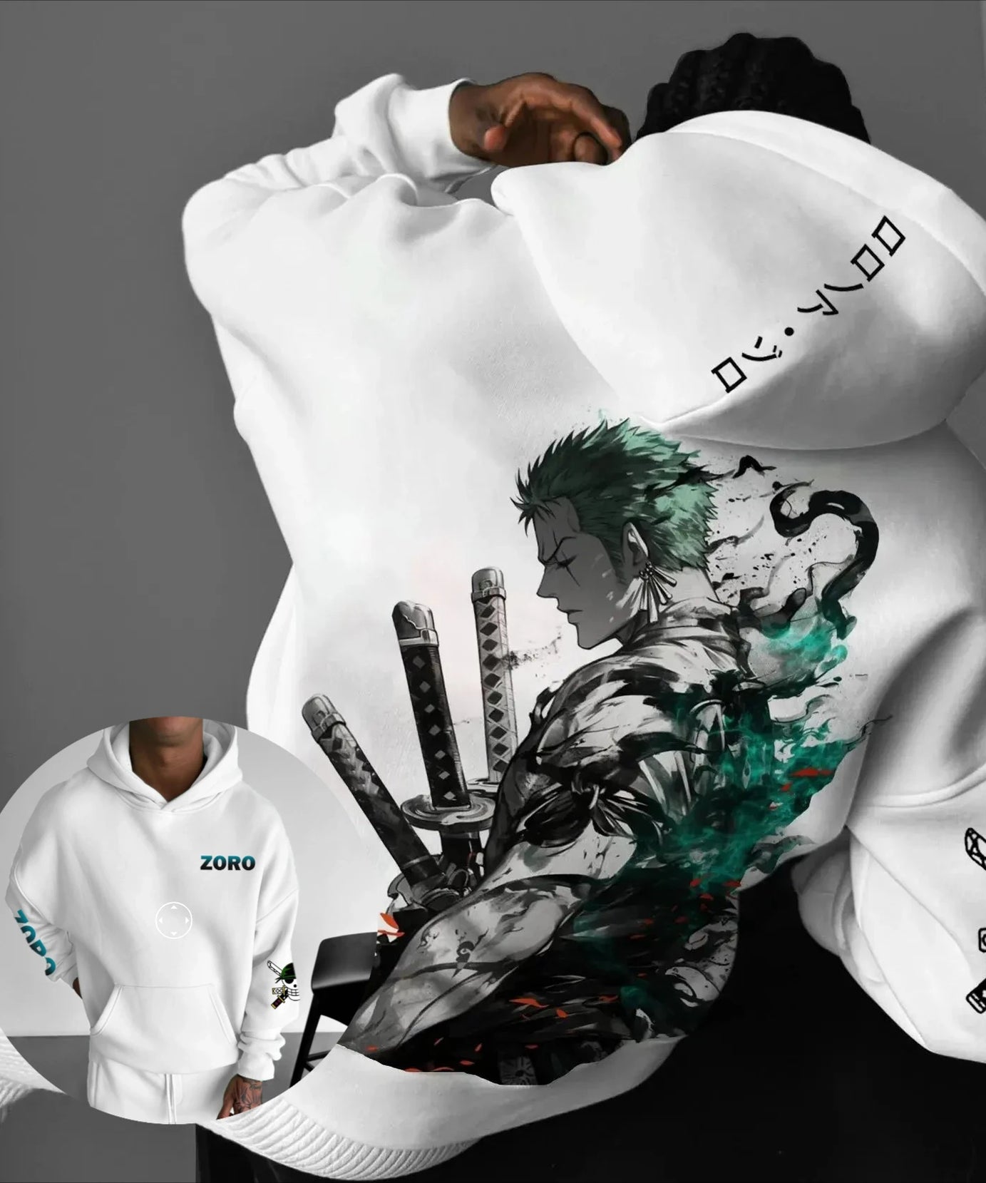 One Piece Zoro Anime Men Women Hooded Sweatshirt Streetwear Casual Pullover Hoodie Graphic Print Long Sleeve Spring Autumn Tops