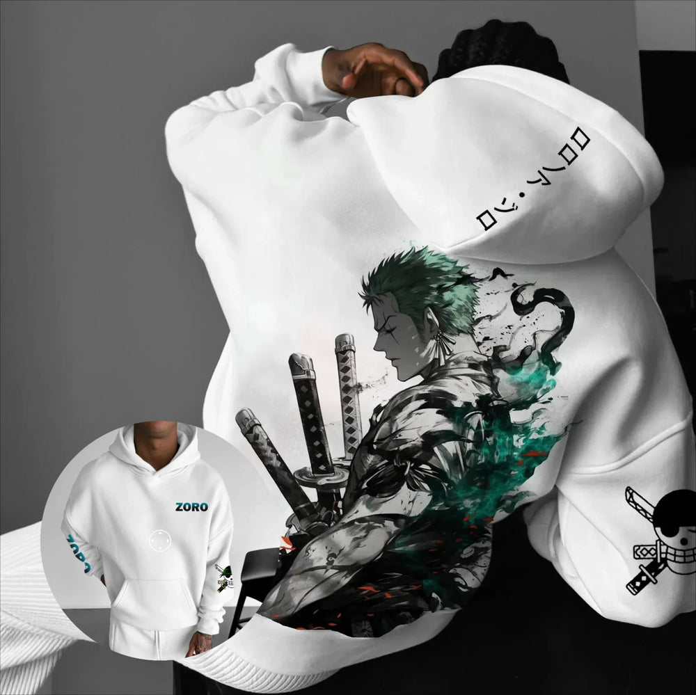 One Piece Zoro Hoodie — Graphic Print Pullover