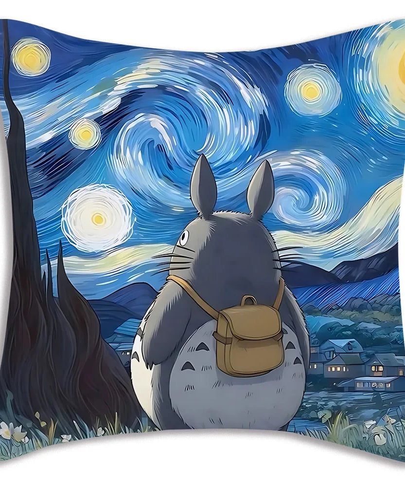 Anime T-TotoroS Kawaii Pillow Covers Cartoon Sofa Decorative Home Double-sided Printing Short Plush Cute Cushion Cover