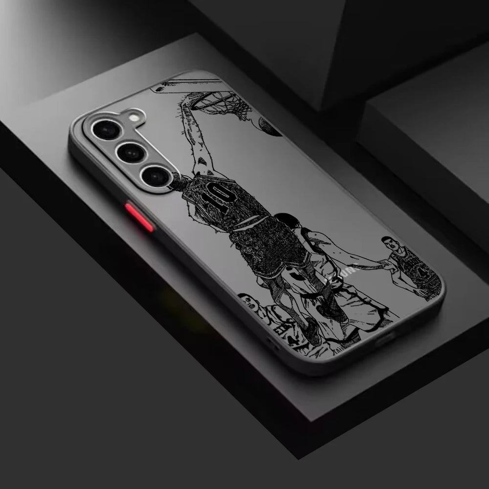Slam Dunk Popular Anime Art Frosted Translucent For Samsung Galaxy S24 S23 S22 S21 S20 FE S10 S9 S8 Plus Ultra Pro 5G Matte