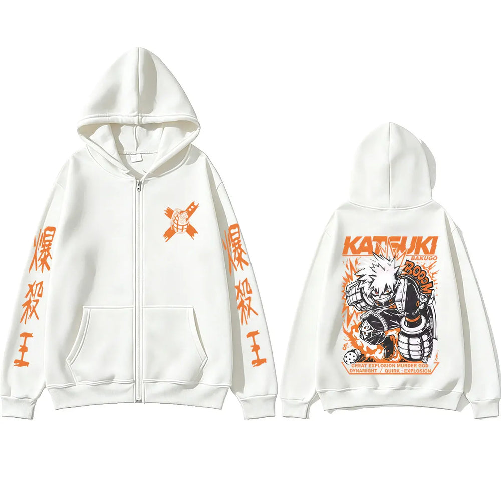 My Hero Academia Katsuki Bakugo Graphic Zip-Up Hoodie Harajuku Streetwear