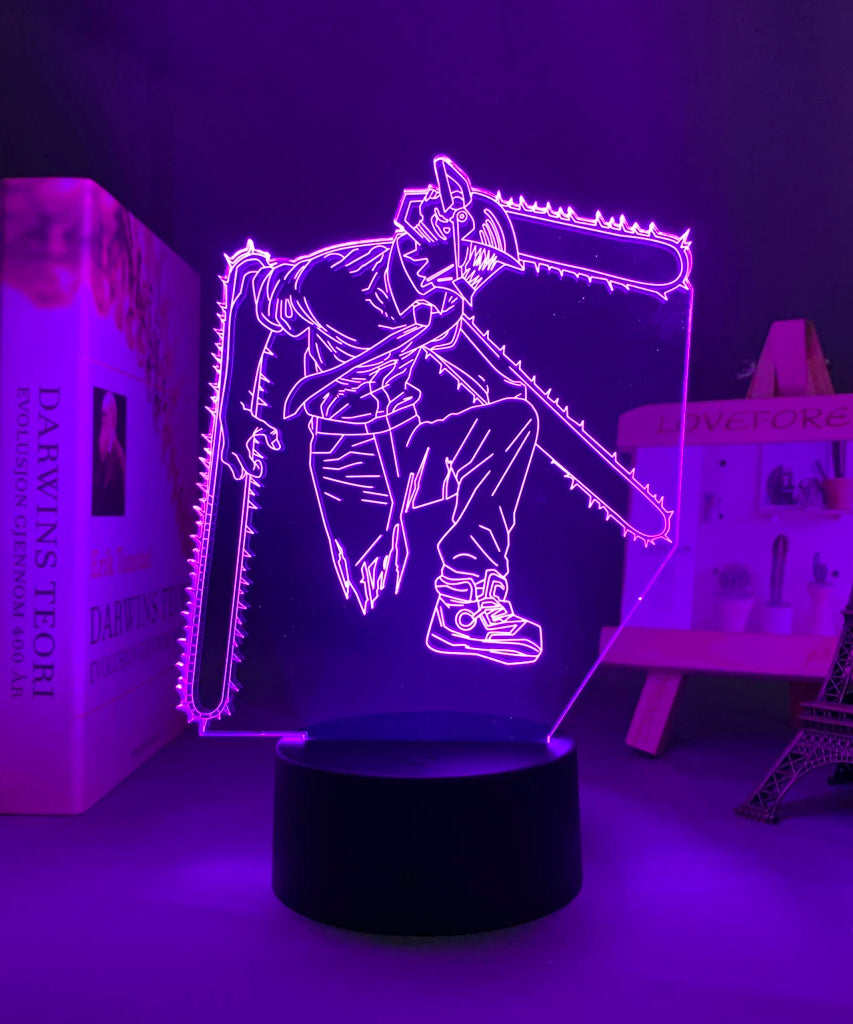 Anime Chainsaw Man Led Acrylic Stand Denji Power Makima Action Figure For Kids Bedroom Decor Nightlight Birthday