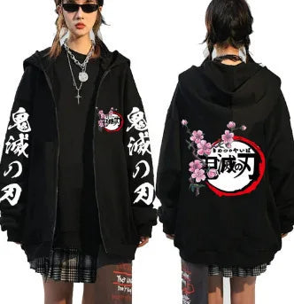 Demon Slayer Zipper Sweatshirts Zip Up Hoodie Anime Hoodies Unisex Hip Hop Streetwear Nezuko Kamado Graphic Y2K Clothes gifts