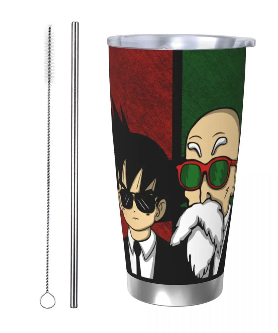Son Goku & Vegeta DBZ Stainless Steel Tumbler – Double Wall Hot & Cold Cup with Straw