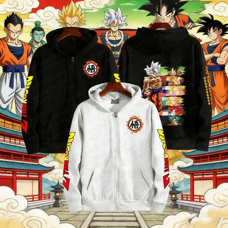 Dragon Ball Goku Oversized Zip-Up Hoodie – Y2K Anime Streetwear Jacket